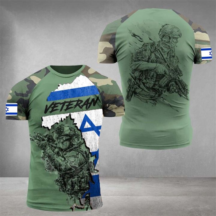 เสื้อยืดธงชาติอิสราเอลบุรุษกองทัพบก-veteran-ยุทธวิธีด้านบน-3d-ทหารพรางกะโหลกพิมพ์เสื้อยืดทหารอิสราเอลป่าเสื้อยืด-xs-5xl