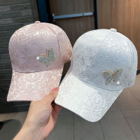 หมวกฤดูร้อนสำหรับผู้หญิง rhinestone ผีเสื้อหมวกเบสบอล SnapBack กระดูกแฟชั่นลูกไม้ตาข่ายหมวกหมวก gorras ในเบสบอล. ได้รับแล้ว