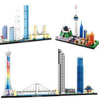 ใหม่จีน Skyline มินิสถาปัตยกรรมทาวเวอร์รุ่นสำเร็จรูปชุดอิฐของเล่นเด็กฉาบกว่างโจวฮ่องกงฮ่องกงเมืองบ้านถนน