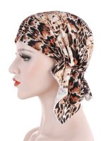 【CC】✙▲▫  Leopard Print Pullover Cap Tail Bonnet Instant Hijabs for Muslim Turban Bandana Wrap Headscarf