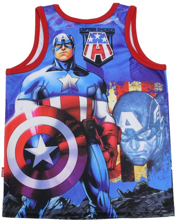 เสื้อผ้าเด็กลายการ์ตูนลิขสิทธิ์แท้เด็กผู้ชาย-ผู้หญิงชุดเที่ยว-ชุดแขนกุด-ชุดแฟชั่น-captain-america-เสื้อเด็กผ้ามัน-avengers-dma242-01-bestshirt