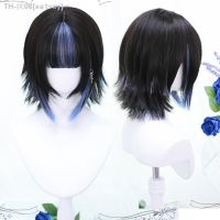 HOUYAN Short hair blue highlights black female bangs Lolita Cosplay wig Heat resistant synthetic hair wig [ Hot sell ] ea1voy