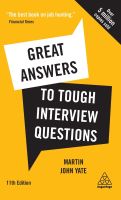 หนังสืออังกฤษใหม่ Great Answers to Tough Interview Questions : Your Comprehensive Job Search Guide with over 200 Practice Interview Questions (11TH) [Hardcover]