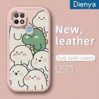 เคส Dienya สำหรับ OPPO เคส A15 A15s A35 4G ลายการ์ตูนไดโนเสาร์สีขาวและสีเขียวบางนุ่มหนังเคสมือถือกันกระแทกเคสกันกระแทกทนทานต่อการตกหล่น