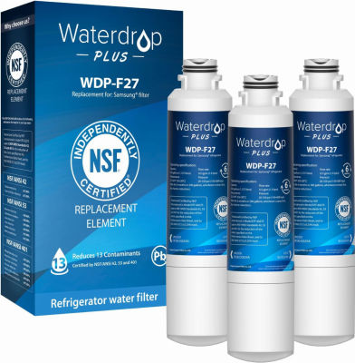 Waterdrop Plus DA29-00020B NSF 401&53&42 Certified Refrigerator Water Filter, Replacement for Samsung DA29-00020B, DA29-00020A, HAF-CIN/EXP, DA29-00020B-1, WDP-F27, 3 Pack