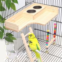 Pet Bird Parrot Playground With 2 Cups Toys Bird Feeder Desk Bird Swing Climbing Hanging Ladder Bridge Wood Cockatiel Playstand