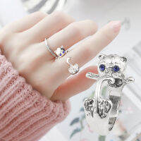 [Cutewomen2020]Retro Silver Women Cute Cat Shape Opening Rings Individual Design Finger Ring Girl Gift New Fashion Jewelry