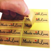 100 Pcs/lot Made With Love Red Heart Kraft Sticker Gift Seal Stickers For Homemade Bakery &amp; Gift Packaging Stickers Labels