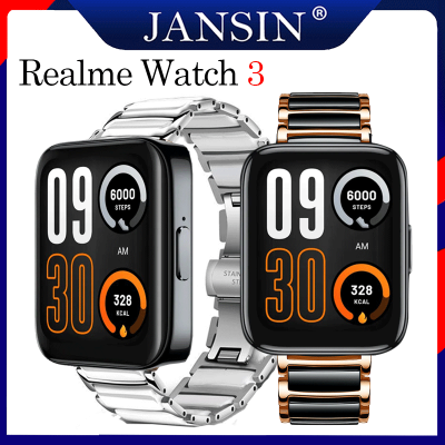 สาย Realme Watch 3 สายนาฬิกา luxury Ceramics สายรัดสแตนเลสของ realme watch 3 สาย นาฬิกาสมาร์ท realme watch 2/ 2 pro