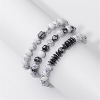 3ชิ้นเซ็ต Howlite Beaded สร้อยข้อมือหินธรรมชาติ Hematites Ladourites สร้อยข้อมือลูกปัดสำหรับผู้หญิงผู้ชาย Health Protection เครื่องประดับ