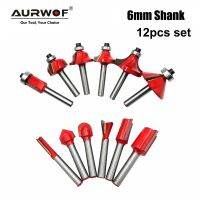 12pcs 6mm Shank Router Bit Set Trimming มุมตรงลูกปัด Bits สําหรับเครื่องตัดไม้มิลลิ่งคาร์ไบด์ตัดไม้เครื่องมือ 06011