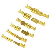 100Pcs/lot 2.8/4.8/6.3mm Crimp Terminal Female Male Connector Gold Brass/Silver Spade Electric Wire Connectors Car Speaker 50 S Electrical Circuitry P