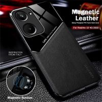 Car Magnetic Holder Leather Cover For Realme 10 Pro Plus Proplus 5G TPU Soft Frame Protect Funda Realme10 Pro+ Realmi 10 4G Case Electrical Connectors