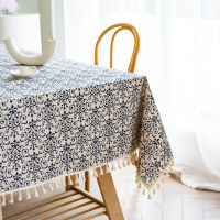 American retro printed tablecloth blue blue and white porcelain cotton linen flow tablecloth home stay ho restaurant decorati