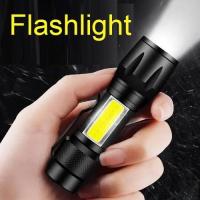 3Modes Mini LED Flashlight Waterproof with COB Work Light for Outdoor Fishing Hiking Camping Emergency(USB Rechargable)