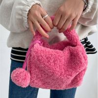 ZZOOI Soft Plush Small Square Shoulder Bag for Women Fashion Chain Ladies Pillow Crossbody Bags Faux Lamb Wool Female Purse Handbags