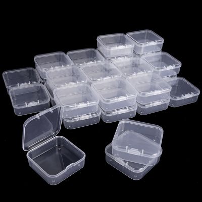 2 Sizes Clear Small Containers Plastic Square Bead Storage Box for Beads Jewelry Crafts Board Game Pieces Organization Wholesale