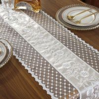 Table Runner Desk Flag Embroidery Lace Flower Hollow-out TV Cabinet Tea Dinner Tablecloth Wedding Decoration 【MAR】