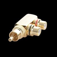 【CW】 Gold Plated Copper 1 RCA Male to 2 Female AV Audio Video Adapter Plug Splitter Converter F Connector