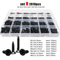 700/2010pcs M1 M1.2 M1.4 M1.7 M2 M3 M4 Black Mini Micro Cross Phillips Flat Countersunk Head Self Tapping Wood Screw Set Kit Box