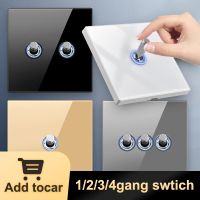 YINKA Tempered Glass Toggle Wall Light Switch ON/OFF Wall Switch LED Indicator 1 2 3 4 Gang /1 2 Way 250v 86Type Gang Switch Push Button