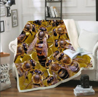 Honeybee honeycomb 3D print Sherpa Blanket Sofa