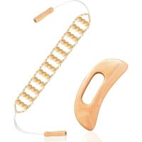 Tcare 1 Set Wood Therapy Massage Tools,Handmade Wood Back Massage Roller Rope,Maderoterapia Kit Body Sculpting for Relax Muscles