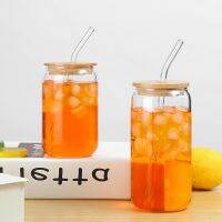 ♗✆ 400/540ml Glass Cup With Lid Straw Transparent Bubble Tea Cup Juice Glass Beer Coke Can Milk Mocha Cups Breakfast Mug Drinkware