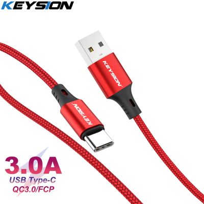 KEYSION ที่ชาร์จ USB Type C,S20สายสำหรับซัมซุง S10 3A ชาร์จ USB แบบรวดเร็ว USB สายสำหรับข้อมูลชาร์จ Type C Redmi Note 8 Pro USB C Cabo Wire