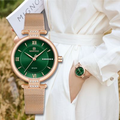 2021 มาใหม่ NAVIFORCE นาฬิกาผู้หญิง นาฬิกาข้อมือควอตซ์แฟชั่นนาฬิกาข้อมือผู้หญิงสุดหรู NF5019 new lady women watch