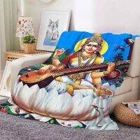 2023 Buddhism Flannel Blankets Indian God Sarasvati 3D Printed Throw Blanket Office Nap Travel Portable Thin Quilts Dropshipping