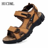 Genuine Leather Mens Sandals Summer New Outdoor Non-slip Beach Shoes Walking Treking Casual Shoes Hiking Men Slippers