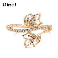 [COD] Xiaohongshu same style fragrant ring retro double-layer deciduous leaf-plated 585 rose gold ladies accessories