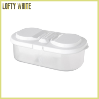 Lofty ช่องคู่สีขาวธรรมดาพร้อมฝาปิดสำหรับบรรจุอาหารและผลไม้กล่องเก็บของพลาสติกตู้เย็นในครัวอเนกประสงค์