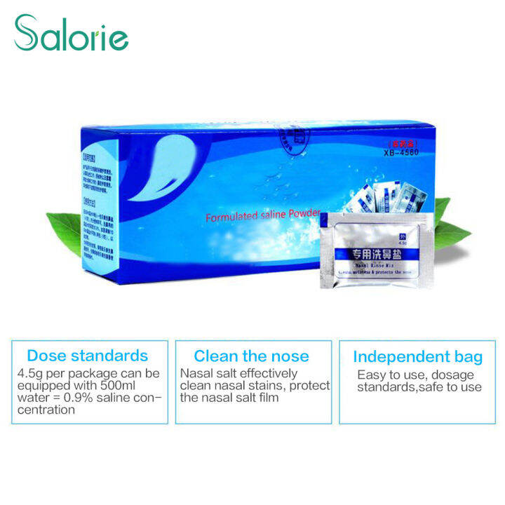 Salorie 60Pcs/Box 4.5g Nasal Wash Cleaner's Salt Nose Care for 500ml of