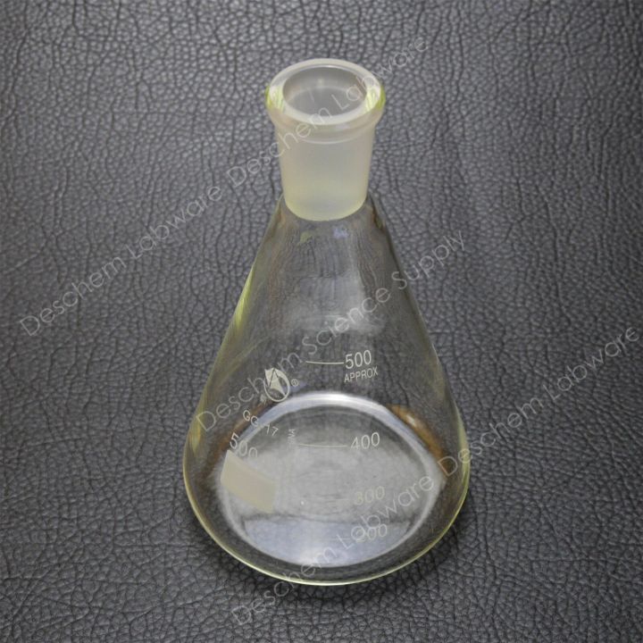 yingke-ขวดทดลองพลาสติกแก้ว24-40-500มล-บีเกอร์ทรงกรวยข้อต่อบนเครื่องแก้วในห้องปฏิบัติการ