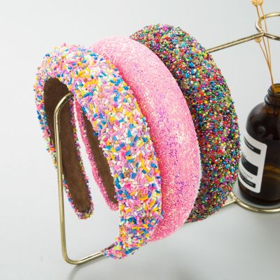 【YF】 Women Girls Colorful Beads Sponge Padded Hairband Headband Hair Jewelry Accessories