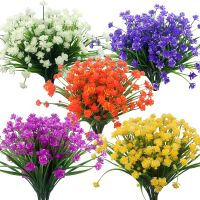 【LZ】✒✴  Flores artificiais ao ar livre resistente uv falso flores sem desvanecer flores vegetação arbustos plantas casa jardim fora pendurado decoração