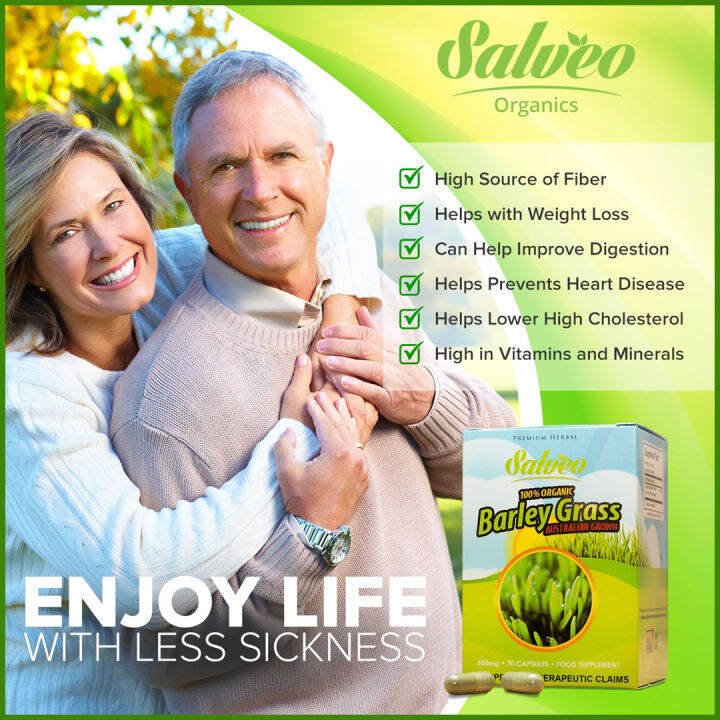 CRESTVINES Salveo Organic Barley Grass Capsules 75Caps Boost Immune