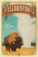 ป้ายดีบุกโลหะโบราณ Yellowston กระทิงอุทยานแห่งชาติแรกสำหรับบ้านผับบาร์ห้องครัวโรงรถร้านอาหารป้ายการตกแต่งผนัง12x8inch