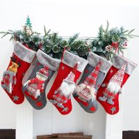 Doll Large Christmas Stockings Christmas Decorations Nordic Forester Doll Red Socks Candy Gift Bag Fireplace Home Decor Socks Tights