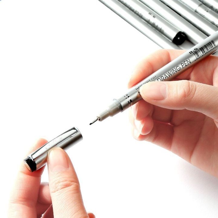 ปากกาเข็มกันน้ำ10ชิ้นดีไซน์รูปการ์ตูนพิกมาไมครอนแปรงปากกามาร์กเกอร์สำหรับวาดภาพวาดปากการ่างเส้น