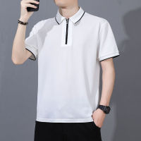 Polo Shirt Mens Short Sleeve T-shirt Lapel Summer Fashion Polo Shirt Ice Feeling Stand Collar Thin T-shirt Mens Wear