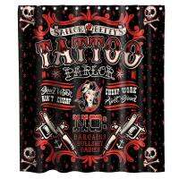 Vintage Punk Style Tattoo Pirate Sailor Skull Funny Theme Fabric Tattoo Shower Curtain Halloween Bathroom Decor Set with Hooks