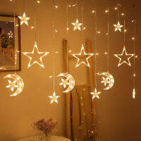 Christmas lights led 3.5m Curtain light garland star moon decor for home 220V Fairy Lights OutdoorIndoor Festival String Light