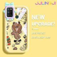 Jjlingji เคส C17สำหรับ Realme 7i การ์ตูนสเก็ตหมีแพตเทนสีสันสดใสน่ารักน้อยมอนสเตอร์เลนส์กล้องถ่ายรูปแบบนิ่มกันกระแทกแบบใสเคสมือถือป้องกันซิลิโคนง่ายปลอกความคิดสร้างสรรค์โปร่งใส