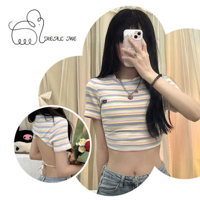 พร้อมส่ง  สไตล์เกาหลี  เสื้อครอปสีลูกกวาด  เสื้อครอปครึ่งตัว  เสื้อยืดสีพาสเทล  เสื้อยืดลำลอง ใส่เที่ยว