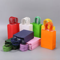 50pcs Mini Small Kraft Paper Bag with Handles Festival Gift Bag High Quality Candy Shopping Bags