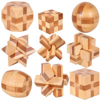 9pcsset Kong Ming Lock 3D Puzzle Wooden Toys Early Educational Toys Wood Interlocking Puzzle Brain Teaser IQ Burr Puzzles Gifts