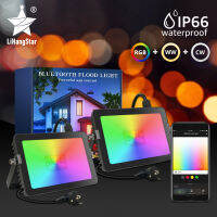 RGB LED Flood Light 20W30W Bluetooth Outdoor Smart Floodlight IP66 Waterproof Color Changinlight APP Group Control Dimming